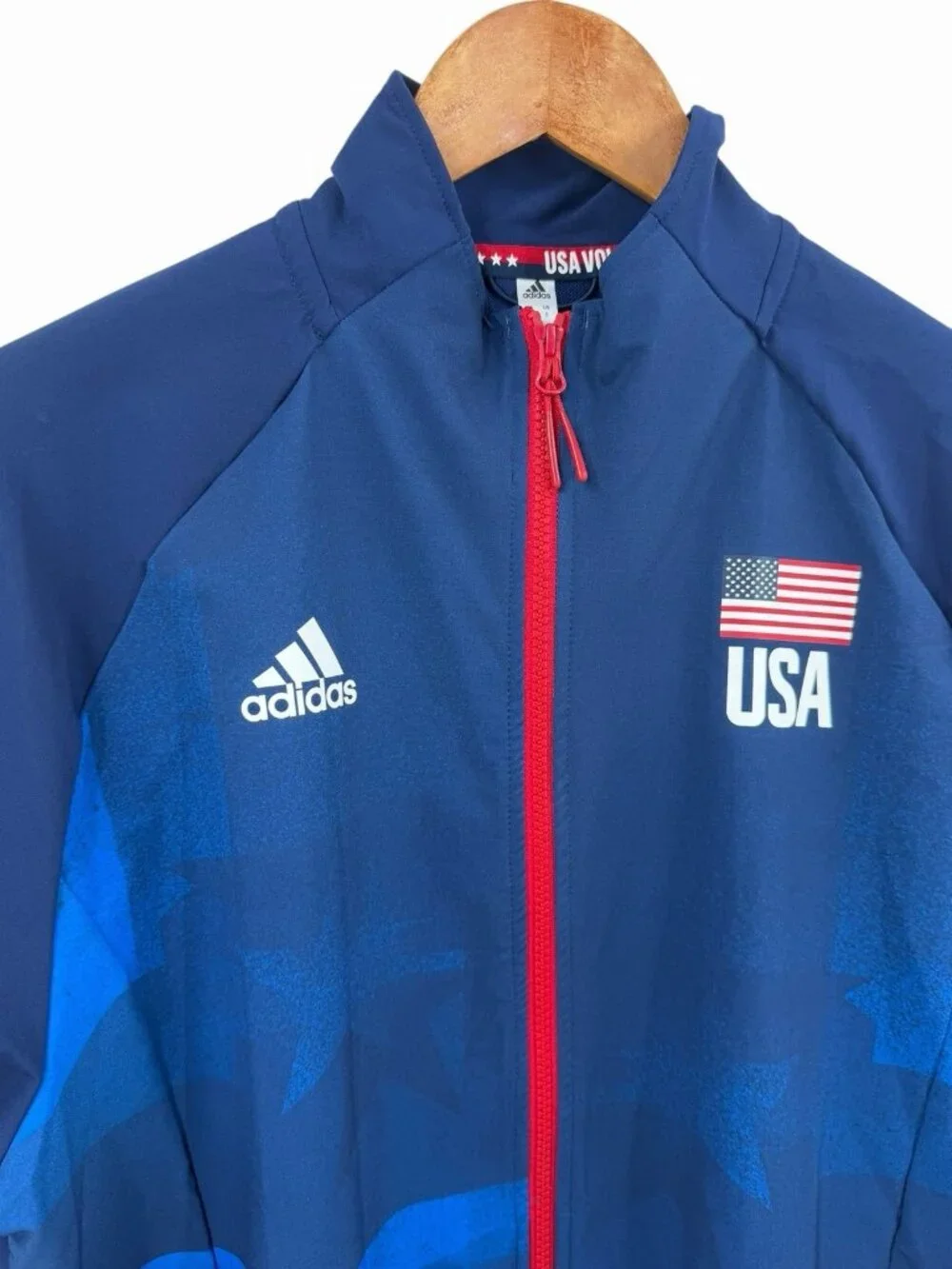 ADIDAS USA Volleyball Men's Blue Stars Stripe Full Zip Track Jacket Small